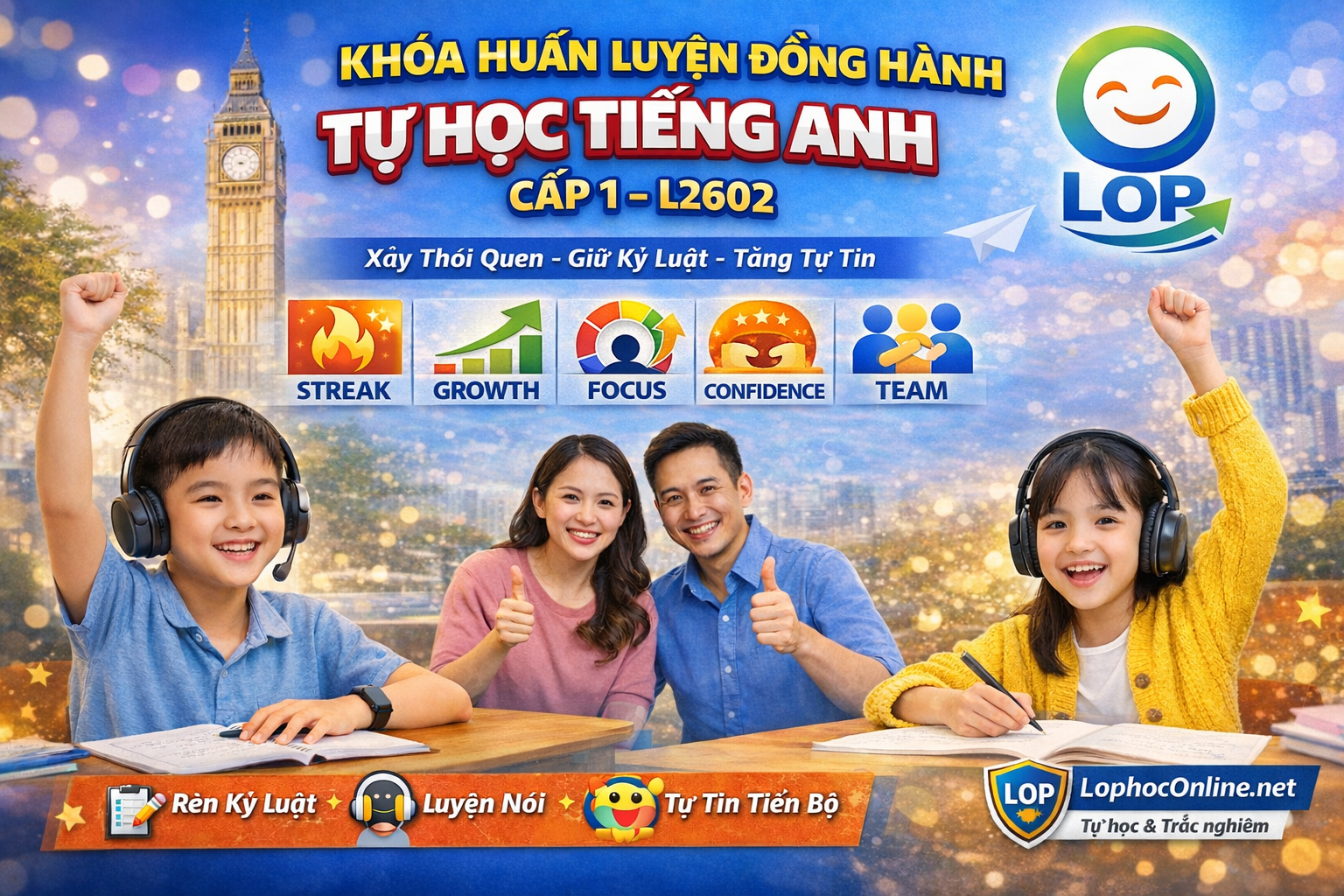 📘Huấn luyện Đồng hành Tự học Tiếng Anh Online-Cấp 1.L2602