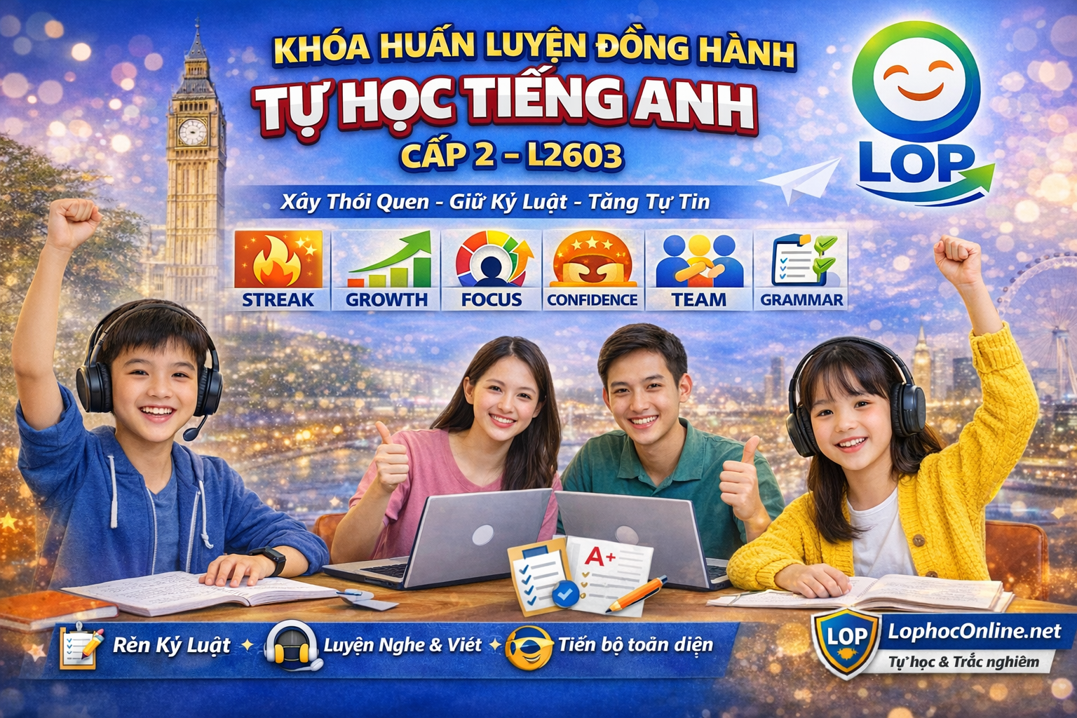 📚Huấn luyện Đồng hành Tự học Tiếng Anh Online-Cấp 2-L2603
